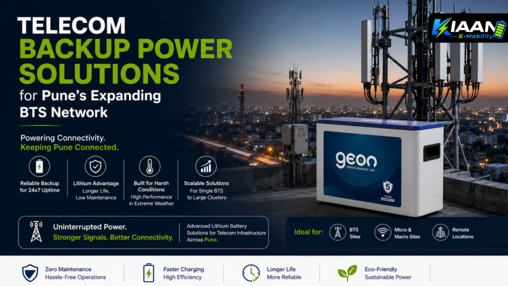 Telecom tower with GEON lithium battery rack backup unit in Pune